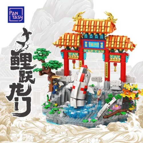 Hộp Bộ lắp ghép Cá chép hóa rồng với hình ảnh cổng rồng và cá chép vượt thác, đồ chơi cho trẻ em 6 tuổi, giá tốt.