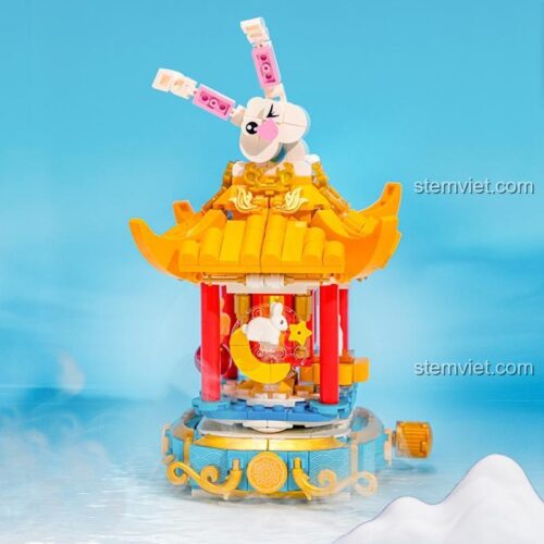 Bộ lắp ghép Đèn lồng Trung Thu Pantasy 18008, đồ chơi lắp ráp Đèn lồng thỏ ngọc xoay, có đèn LED, cho bé gái 6 tuổi, giá tiết kiệm