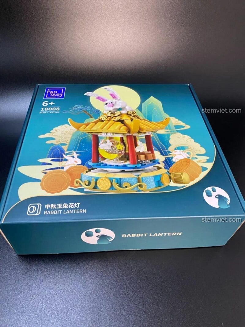 Hộp sản phẩm Đèn lồng Trung Thu Pantasy 18008, bộ lắp ghép Đèn lồng thỏ ngọc, quà tặng bé gái 6 tuổi, giá rẻ