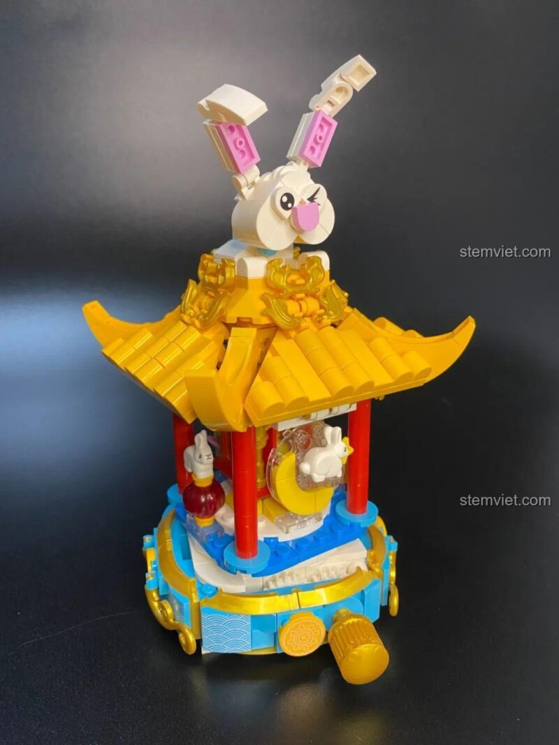 Mô hình Đèn lồng Trung Thu Pantasy 18008 hoàn thành, đồ chơi lắp ráp Đèn lồng thỏ ngọc có đèn LED, đẹp mắt cho bé gái 6 tuổi