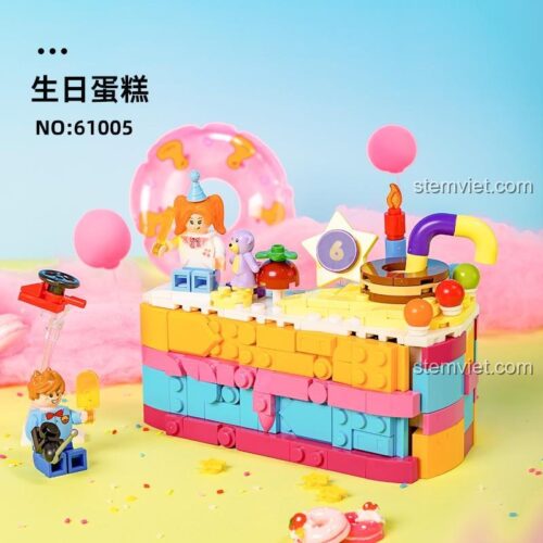 Hộp đồ chơi lắp ráp Mô hình bánh sinh nhật Pantasy 61005, quà tặng giá tốt cho bé gái 6 tuổi.