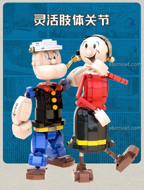 Đồ chơi mô hình Thủy thủ Popeye 86401 với các khớp linh hoạt, tạo nhiều tư thế độc đáo. Món quà cho fan hoạt hình.