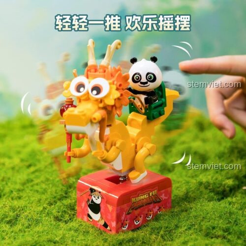 đồ chơi lắp ráp Pantasy 86510, xe bập bênh A Bảo Kung Fu Panda chuyển động lắc lư vui nhộn, quà tặng cho bé 6 tuổi