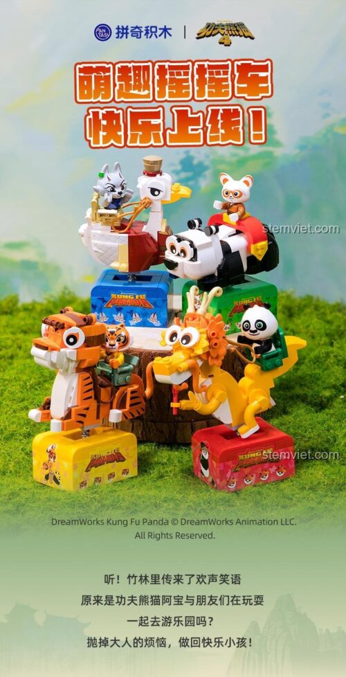 Bộ đồ chơi lắp ráp Kung Fu Panda Sư Phụ Shifu và các nhân vật khác trong series xe lắc Pantasy 86513