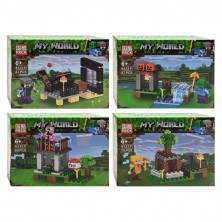 Bộ lắp ghép Thế giới Minecraft PRCK 63093 417 mảnh, đồ chơi lắp ráp Thế giới khối vuông cho bé 6 tuổi, giá rẻ, chất lượng tốt, lắp được 4 kiểu khác nhau.