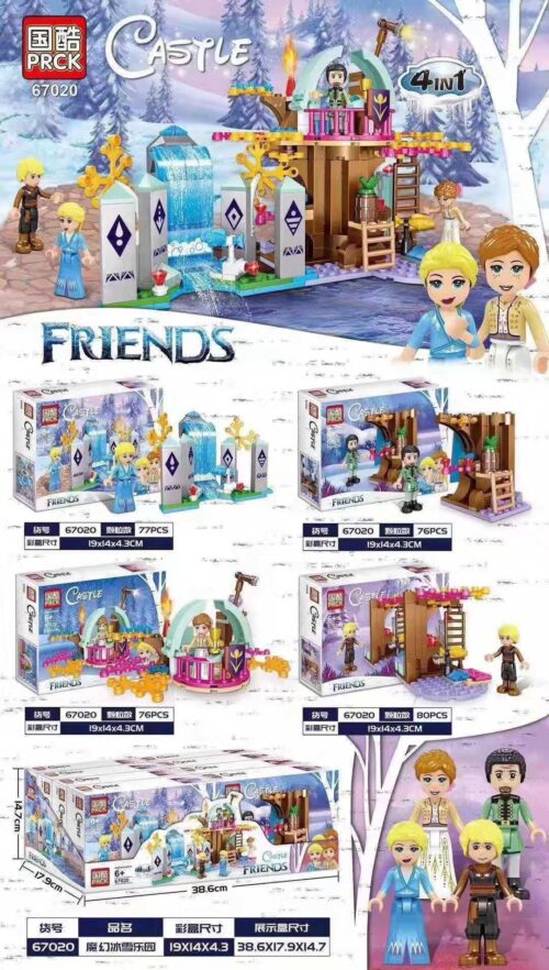 Bộ lắp ghép PRCK 67020 Lâu Đài Băng Giá 4 Trong 1 chủ đề Frozen, đồ chơi mô hình cho bé gái 6 tuổi, giá tốt