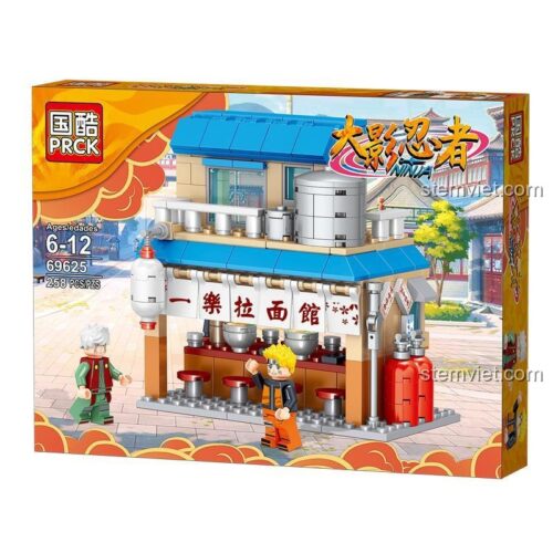 Hộp đồ chơi lắp ráp PRCK 69625 Quán Mì Ichiraku Naruto, bộ đồ chơi 258 mảnh ghép cho bé trai 6 tuổi, chất lượng cao.