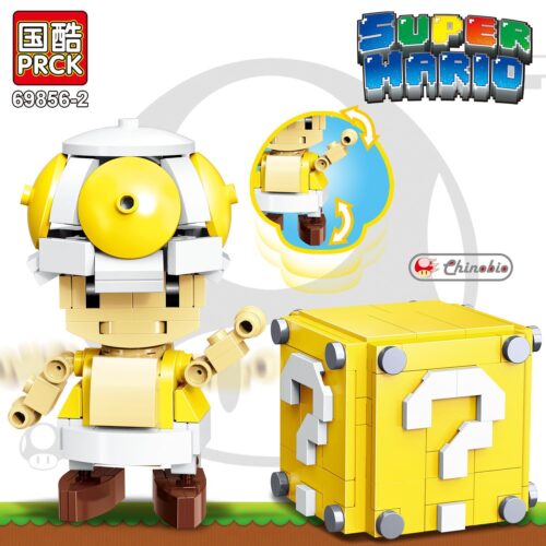 Bộ lắp ráp PRCK 69856-2 Toad Vàng và Khối Dấu Hỏi. Đồ chơi mô hình Super Mario Toad cho bé trai 6 tuổi, giá rẻ.