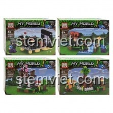 Bộ lắp ráp PRCK 63099 My World Làng Kho Báu 440 mảnh, đồ chơi mô hình Minecraft cho bé trai 6 tuổi khám phá thế giới