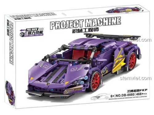 Hộp bộ lắp ráp Project Machine DB-0080 Siêu Xe Lamborghini FKP Tím 468 mảnh, đồ chơi mô hình chất lượng cao cho bé trai.