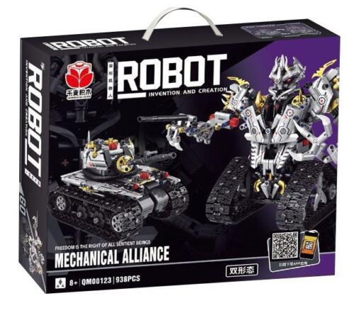 Hộp bộ lắp ráp Robot Liên Minh Cơ Khí Qianmai QM00123, đồ chơi mô hình Robot biến hình thành xe tăng cho bé trai 8 tuổi.