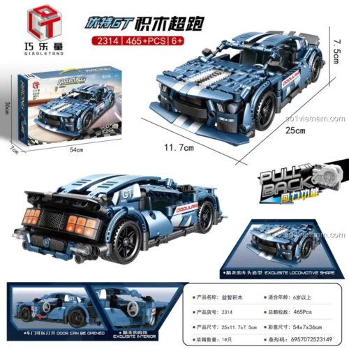 đồ chơi lắp ráp Qiao Le Tong 2314 Mô hình Ford Mustang GT với kích thước chi tiết, cửa mở được, cho bé trai 6 tuổi, giá rẻ.