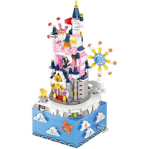 bộ lắp ghép Lâu đài Disney QIHUI 91001 Hộp nhạc Lâu đài Disney cho bé gái 6 tuổi, mô hình lâu đài cổ tích chất lượng cao