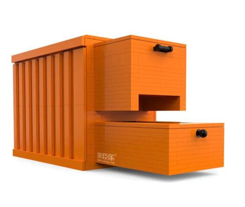 Bộ đồ chơi Hộp chứa ma thuật W51 Qin Chen Pie, mô hình container màu cam, cơ chế ẩn giấu độc đáo, 2 ngăn kéo điều khiển, đồ chơi lắp ghép cho bé trai 6 tuổi