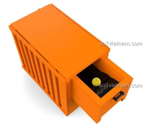 Bộ lắp ghép Hộp chứa ma thuật W51 Qin Chen Pie, mô hình container màu cam mở ngăn kéo, cơ chế ẩn giấu độc đáo, 2 ngăn kéo điều khiển, đồ chơi xây dựng cho bé trai 6 tuổi