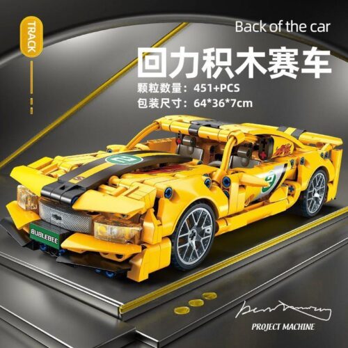 Bộ lắp ráp Xe Đua Bumblebee QIWU 89107 màu vàng đen, có động cơ kéo lùi, phù hợp bé trai 8 tuổi, giá tốt.