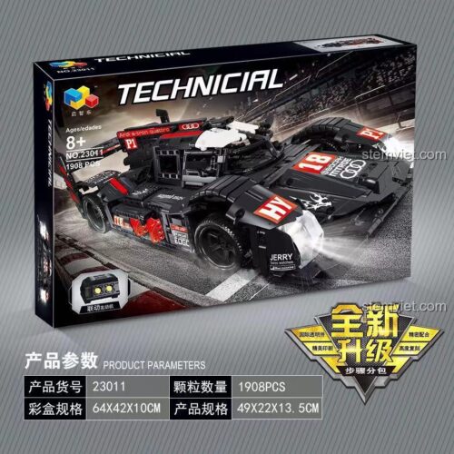 Bộ lắp ráp Qizhile 23011 Xe đua Audi R18 (1908 mảnh) có đèn LED sáng rực, mô hình Tốc Độ Đỉnh Cao cho bé trai 8 tuổi, giá tốt.