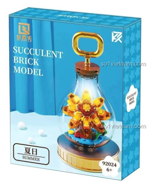 Hộp bộ lắp ghép Qizhile 92024 mô hình cây mọng nước trong bóng đèn, bộ xếp hình cây cảnh mini, mô hình cây mọng nước trang trí Qizhile, đồ chơi xây dựng sáng tạo cho bé trai bé gái 6 tuổi, giá rẻ.