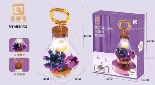 Qizhile 92032 đồ chơi mô hình cây mọng nước Himegyoku, mô hình cây cảnh mini Qizhile, kích thước 8x8x15cm, bộ lắp ghép 92032, cho bé gái 6 tuổi, giá rẻ