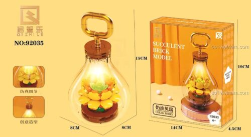 Đồ chơi mô hình Qizhile 92035 Cây mọng nước trong đèn, thể hiện kích thước 8x8x15cm, phù hợp bé gái 6 tuổi, giá rẻ