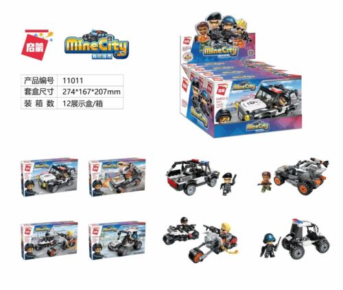Bộ lắp ghép cảnh sát MineCity 11011 QMAN, đồ chơi lắp ráp xe cảnh sát cho bé trai 6 tuổi, giá tốt, kèm minifigures.