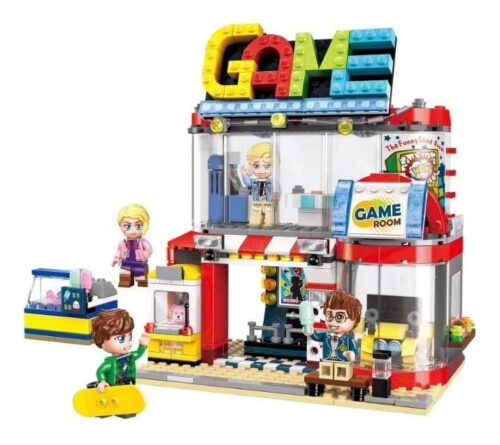 Bộ lắp ghép Cửa hàng game arcade QMAN 1135, đồ chơi xếp hình cho bé trai 6 tuổi giá rẻ. Mô hình phòng game điện tử với 461 mảnh ghép.