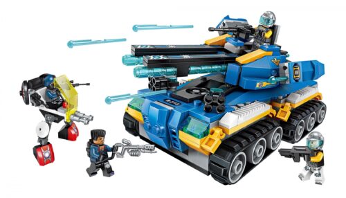 Mô hình đồ chơi lắp ráp Xe Tăng Khải Huyền QMAN 2713 với 4 minifigures và robot mini, lấy cảm hứng từ game Red Alert, phù hợp cho bé trai 6 tuổi.