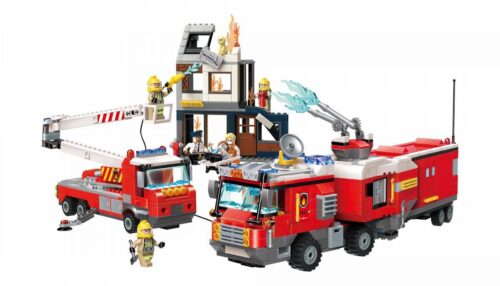 Hộp đồ chơi xếp hình QMAN 2810 Xe thang cứu hỏa. Món quà giá tốt cho bé trai mê xe cứu hỏa.