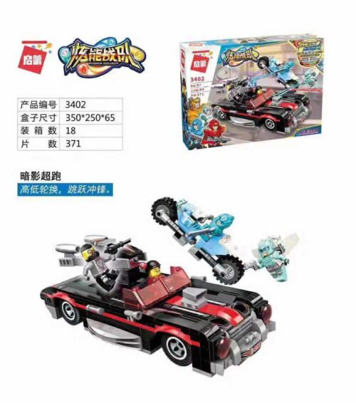 Bộ lắp ráp xe siêu tốc bóng đêm QMAN 3402 Power Squad, đồ chơi lắp ráp xe chiến đấu cho bé trai 6 tuổi, chất lượng cao, giá tốt
