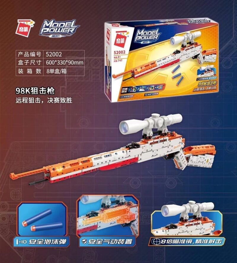 Bộ lắp ráp QMAN 52002 Súng bắn tỉa 98K Model Power cho bé trai 8 tuổi, có ống ngắm 8x, giá tốt