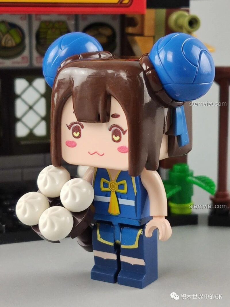 Đồ chơi mô hình Cửa hàng Bánh Bao Mini World ENLIGHTEN, minifigure Yue Wushuang cầm khay bánh bao, chi tiết cao, đáng yêu.