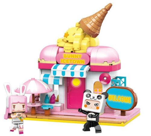 Bộ lắp ghép Cửa hàng kem Bunny Meimei Băng Thành QMAN 72027, đồ chơi lắp ráp cho bé gái 6 tuổi, phát triển tư duy sáng tạo, giá tốt