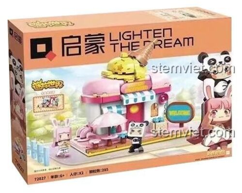 Hộp đồ chơi lắp ráp QMAN 72027 Cửa hàng kem Bunny Meimei Băng Thành, bộ lắp ghép 285 mảnh cho bé gái 6 tuổi, giá tiết kiệm