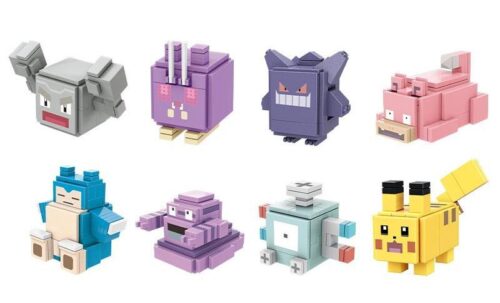 Bộ lắp ráp Pokémon Quest QMAN 73013 gồm 8 mô hình Pikachu, Snorlax, Gengar... dạng pixel độc đáo cho bé trai 6 tuổi.