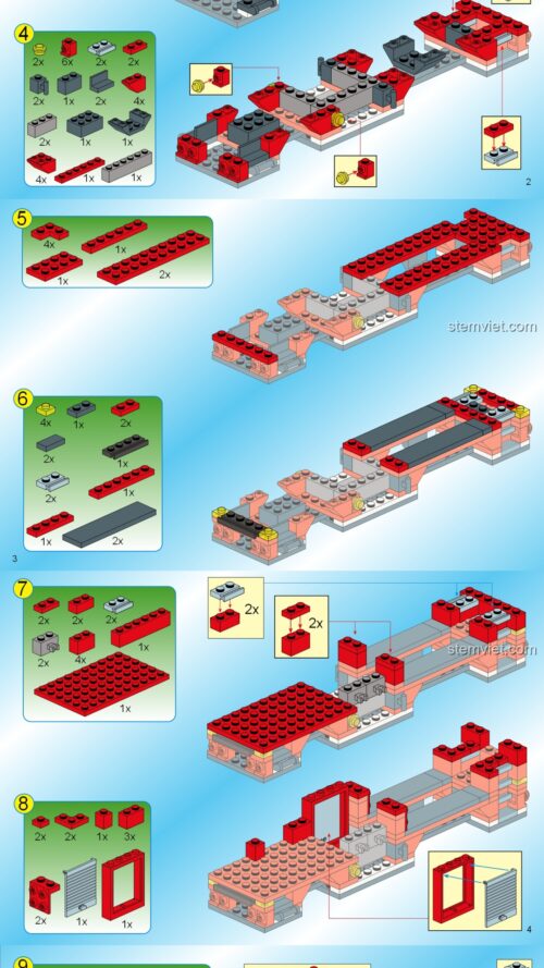 Sách Hướng Dẫn Lắp Ráp Xe Cứu Hỏa 3 Cầu 启蒙QMAN 904, Hướng dẫn lắp ghép 启蒙QMAN 904 Xe cứu hỏa ENLIGHTEN, Sách lắp ghép 启蒙QMAN 904 Xe cứu hỏa 364 mảnh, Hướng dẫn lắp ráp 启蒙QMAN 904 Xe cứu hỏa ENLIGHTEN 364 mảnh