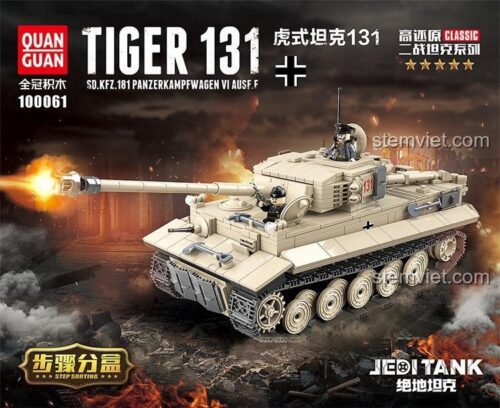 Hộp đồ chơi mô hình Xe tăng hạng nặng Tiger I Quan Guan 100061, một lựa chọn thay thế tiết kiệm cho LEGO®.