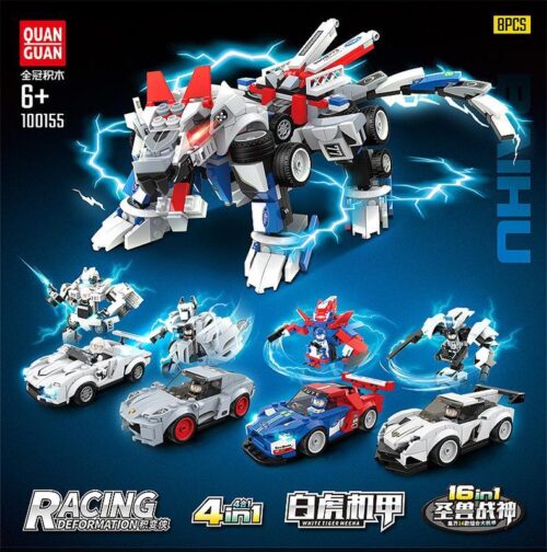Bộ đồ chơi Robot Biến Hình Bạch Hổ QUANGUAN 100155-4, đồ chơi lắp ráp xe đua biến hình cho bé trai 6 tuổi, giá tốt, phát triển tư duy sáng tạo.
