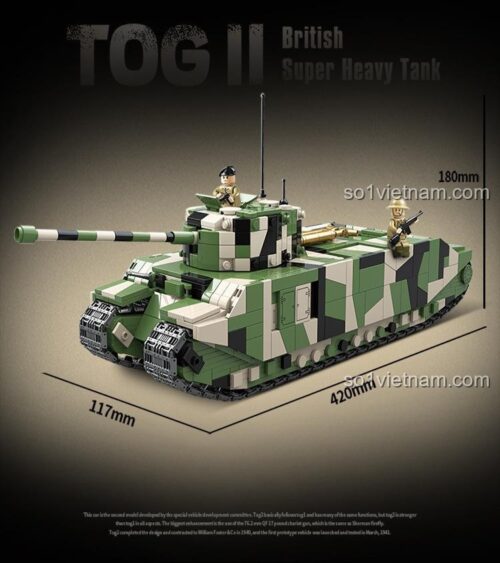 Đồ chơi mô hình QUANGUAN 100241 Xe tăng TOG II, kích thước chi tiết, phù hợp bé trai 6 tuổi, chất lượng cao