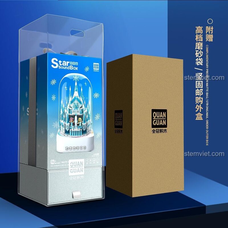 Hộp quà cao cấp của bộ lắp ghép Lâu Đài Pha Lê Âm Nhạc Bluetooth QUANGUAN 100270, món quà hoàn hảo cho bé gái 14 tuổi