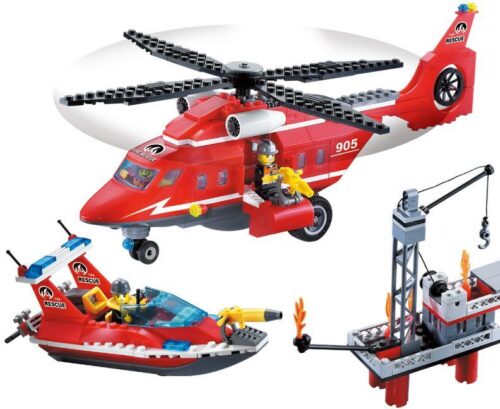 Bộ lắp ghép 启蒙QMAN 905 Đội Cứu Hộ Biển với trực thăng và tàu cứu hộ