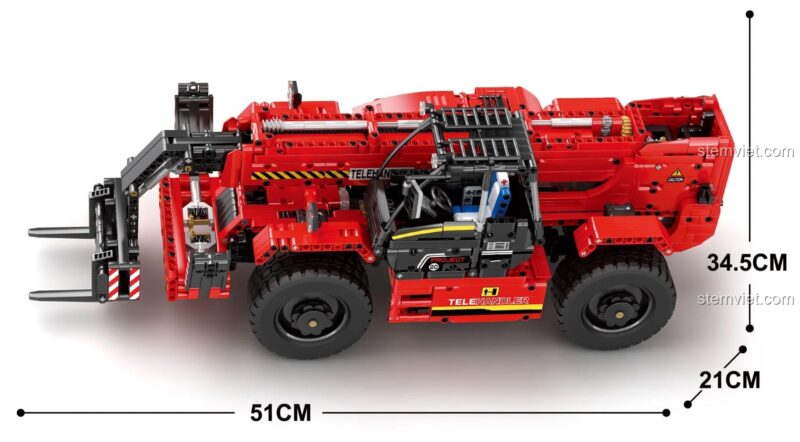Kích thước thực tế của Xe Công Trình Điều Khiển Từ Xa 22020, dài 51cm.