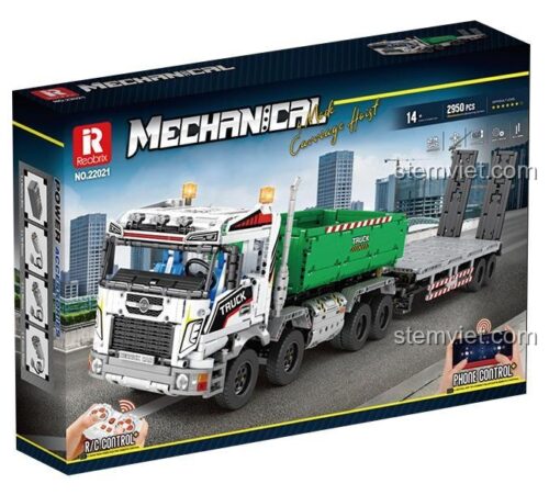 Hộp đồ chơi xây dựng Xe Tải Vận Chuyển, Reobrix bộ lắp ráp 22021 điều khiển từ xa.