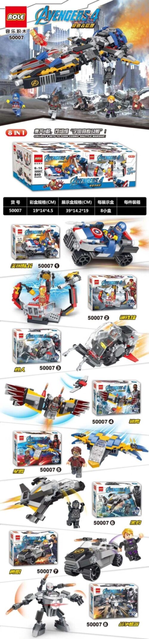 Bộ Lắp Ghép Avengers 4: Vũ Trụ Xuyên Không 8 Mẫu Lắp Ráp - Hộp sản phẩm