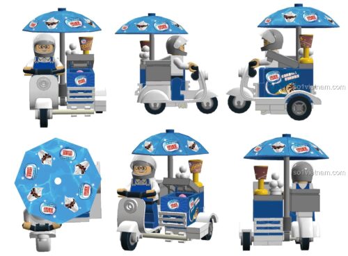 Các góc nhìn chi tiết của bộ lắp ghép Royal Toys RT07 Xe bán kem dạo, một món đồ chơi mô hình chất lượng cao.