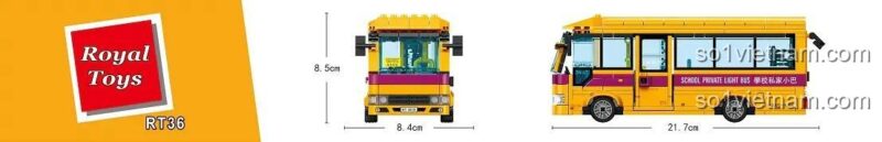Thông số kích thước chi tiết của đồ chơi mô hình Royal Toys RT36: dài 21.7cm, rộng 8.4cm, cao 8.5cm.