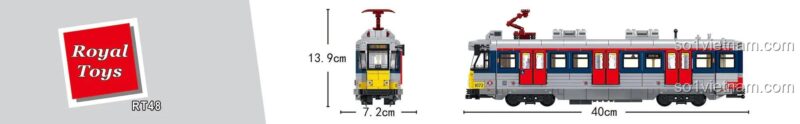 Kích thước chi tiết của đồ chơi xây dựng RT48: dài 40cm, cao 13.9cm, rộng 7.2cm.