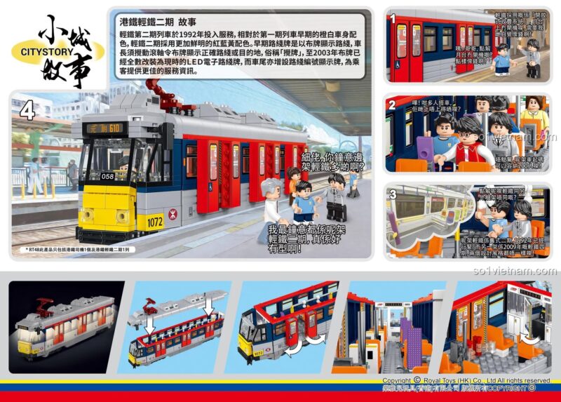 Các tính năng nổi bật của bộ xếp hình Royal Toys RT48, bao gồm nội thất và các chi tiết mô phỏng thực tế.