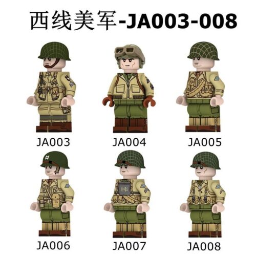 Bộ đồ chơi Minifigure Lính Mỹ Chiến Tranh Thế Giới II Rui Zhi JA007, đồ chơi lắp ráp quân sự cho con trai 6 tuổi, giá tốt.