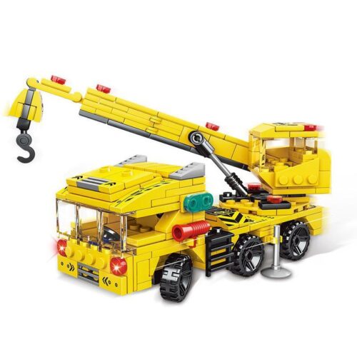 Mô hình đồ chơi xây dựng Ruizhi Feng 22006 cần cẩu công trình màu vàng rực rỡ, chi tiết sắc nét, phù hợp cho bé trai 6 tuổi.