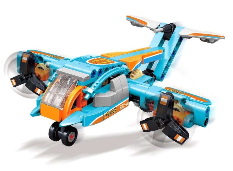 Hộp sản phẩm bộ xếp hình Máy bay Technic Ruizhi Feng 822, giá rẻ, gồm 261 chi tiết, có động cơ kéo lùi.
